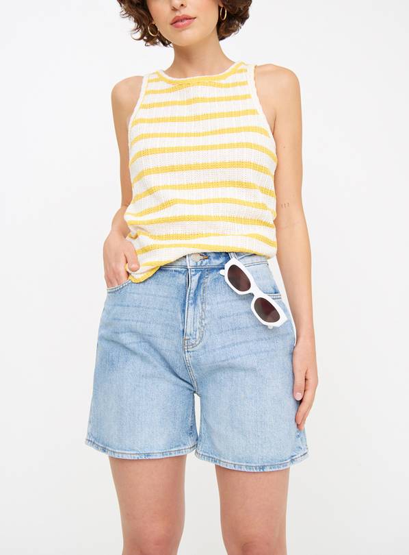 Light Wash Denim Mom Shorts  18